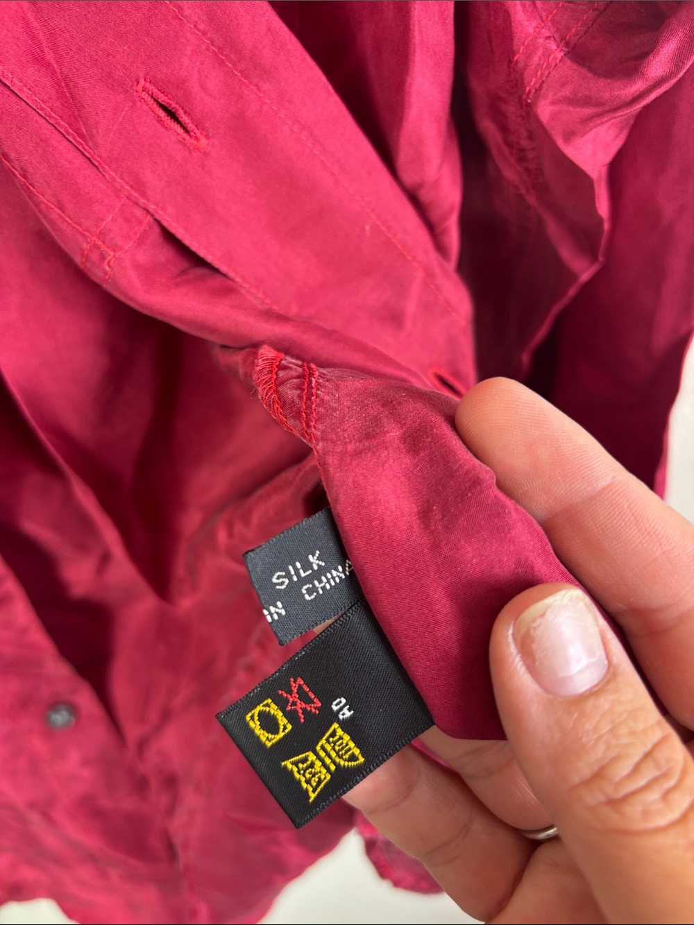 Perry Ellis America 100% Silk Burgundy Button Down Shirt size XL - Picture 5 of 8